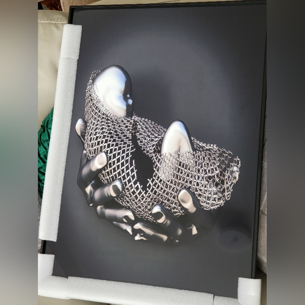 Abstract Silver and Black Art Print. 20 inches Length and 16 inches Wide